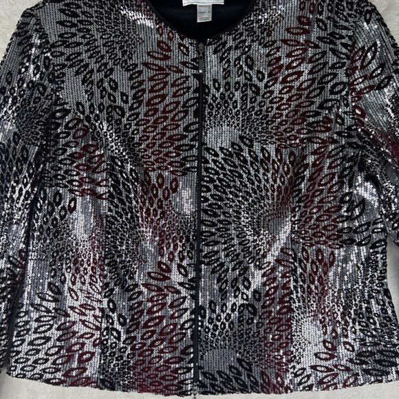 Joseph Ribkoff Jacket Sequin Zip Up Women’s Size 20 Floral Abstract Velvet - Picture 2 of 9